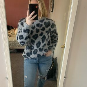 Cheetah print textured sweater